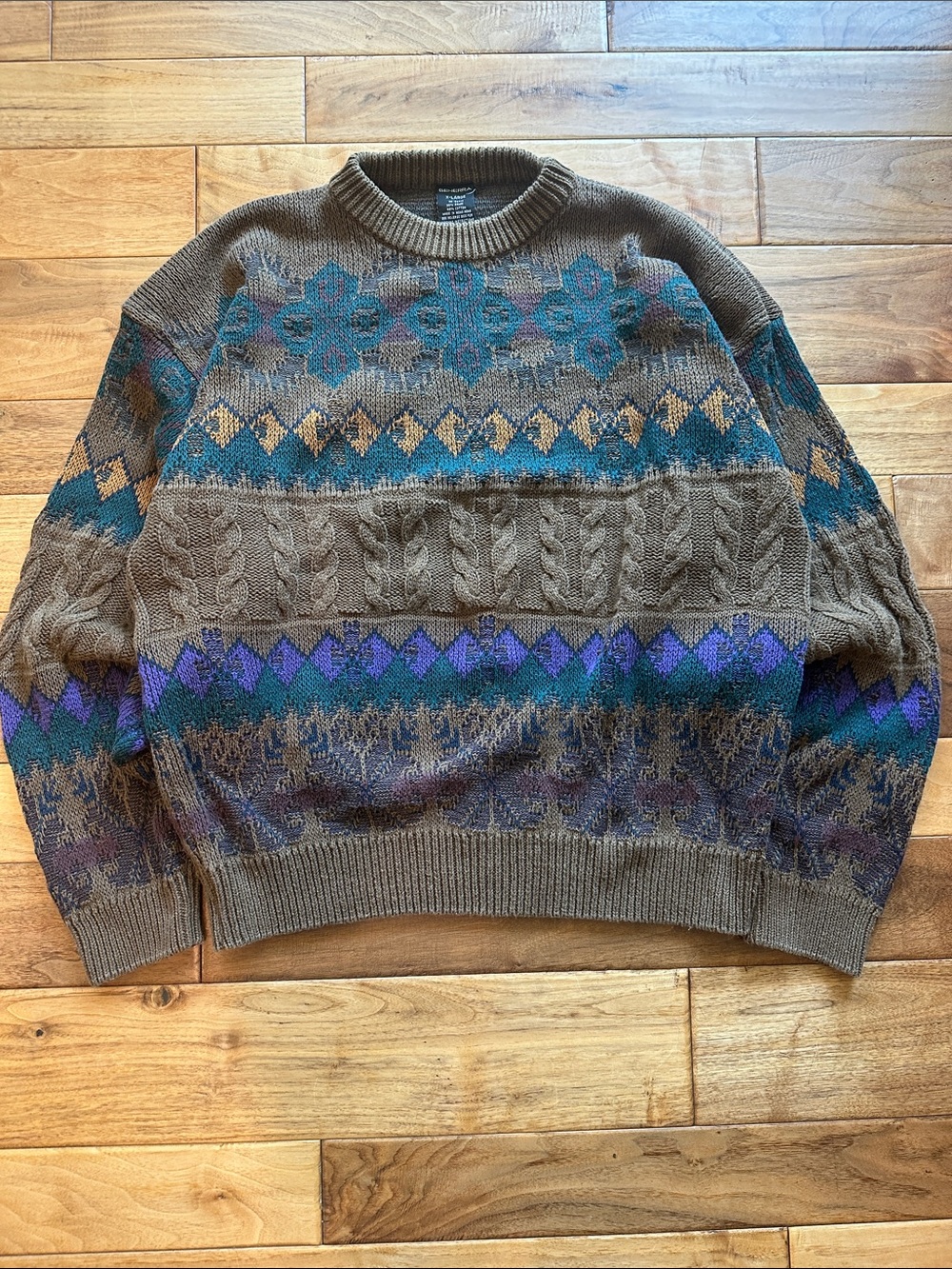 Vtg Generra abstract 3D cable knit sweater Sz xl